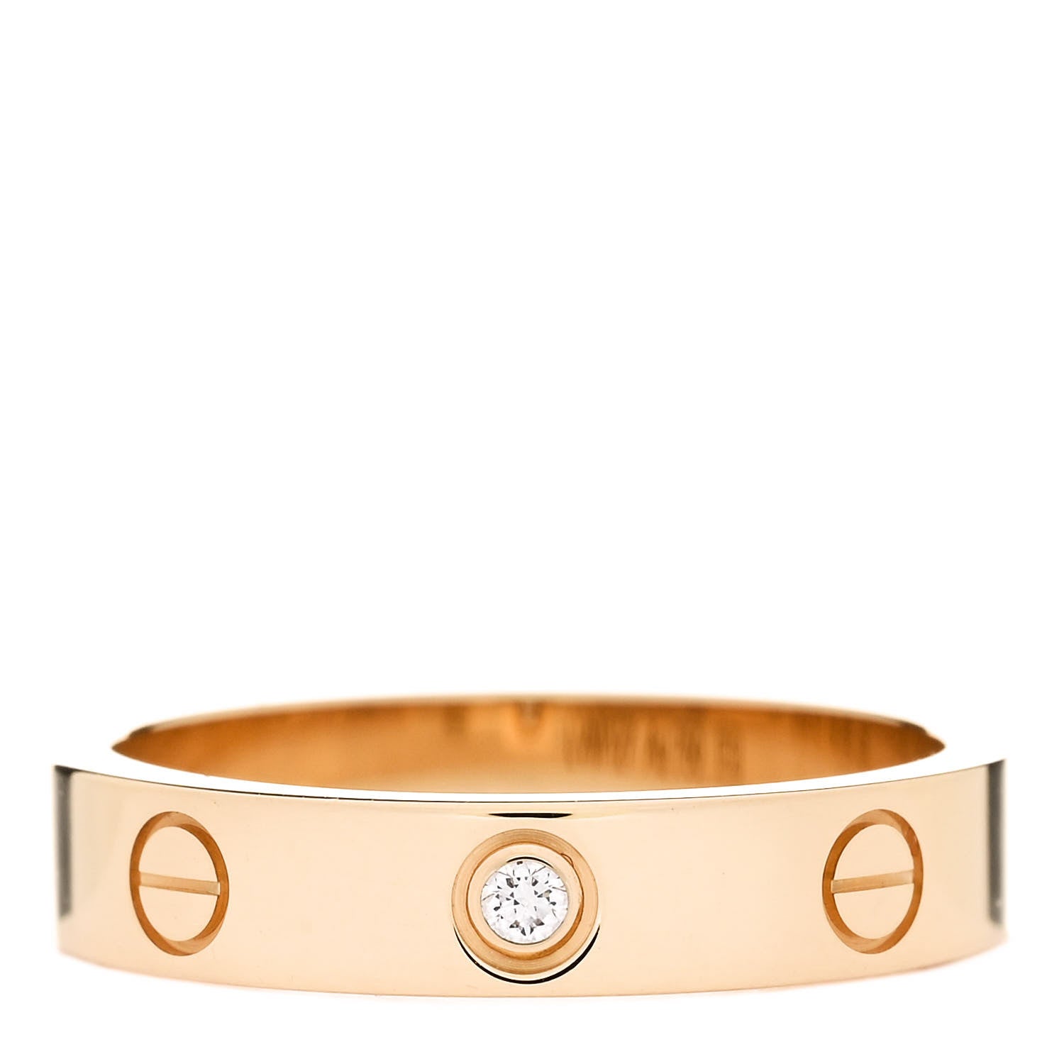 Cartier 18K Yellow Gold Diamond 4mm LOVE Wedding Band Ring 53 6.5 1 of 5