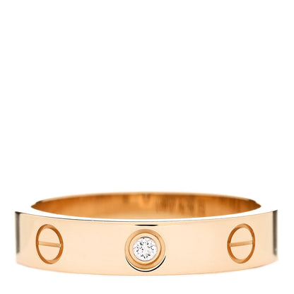 Cartier 18K Yellow Gold Diamond 4mm LOVE Wedding Band Ring 53 6.5 1 of 5
