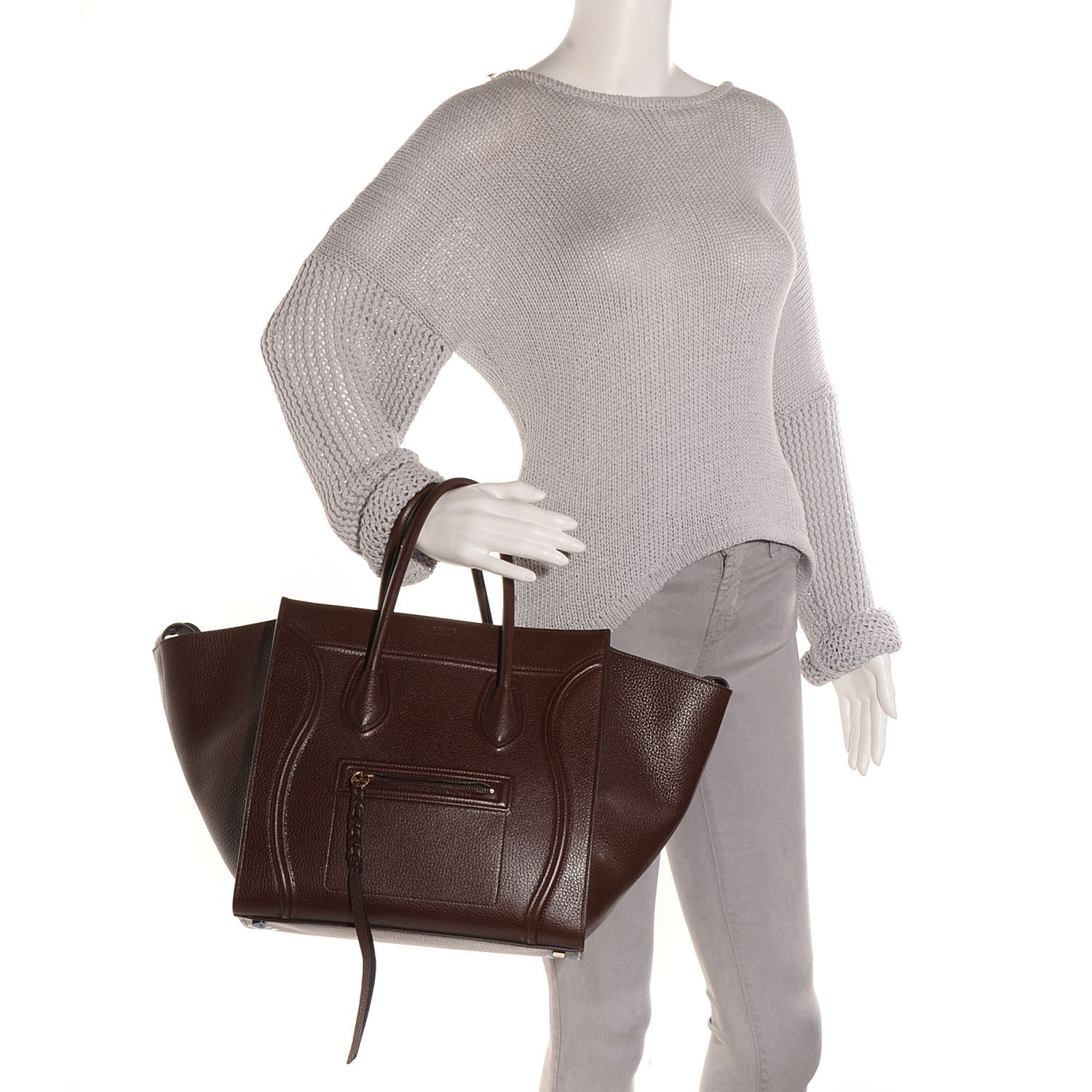 Celine Shiny Grained Calfskin Medium Phantom Luggage Brown 2 of 9
