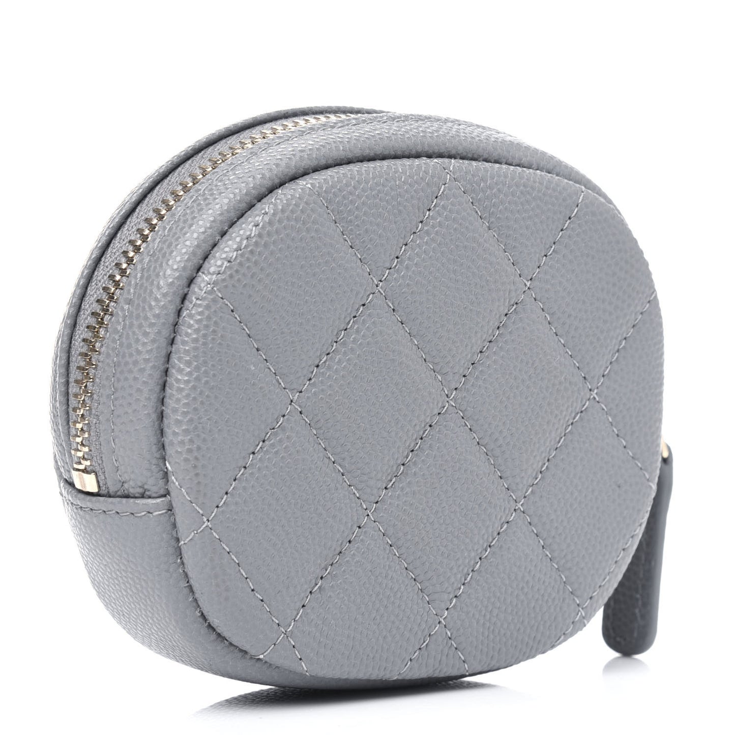 Caviar Quilted Zip Around Classic Coin Purse Grey