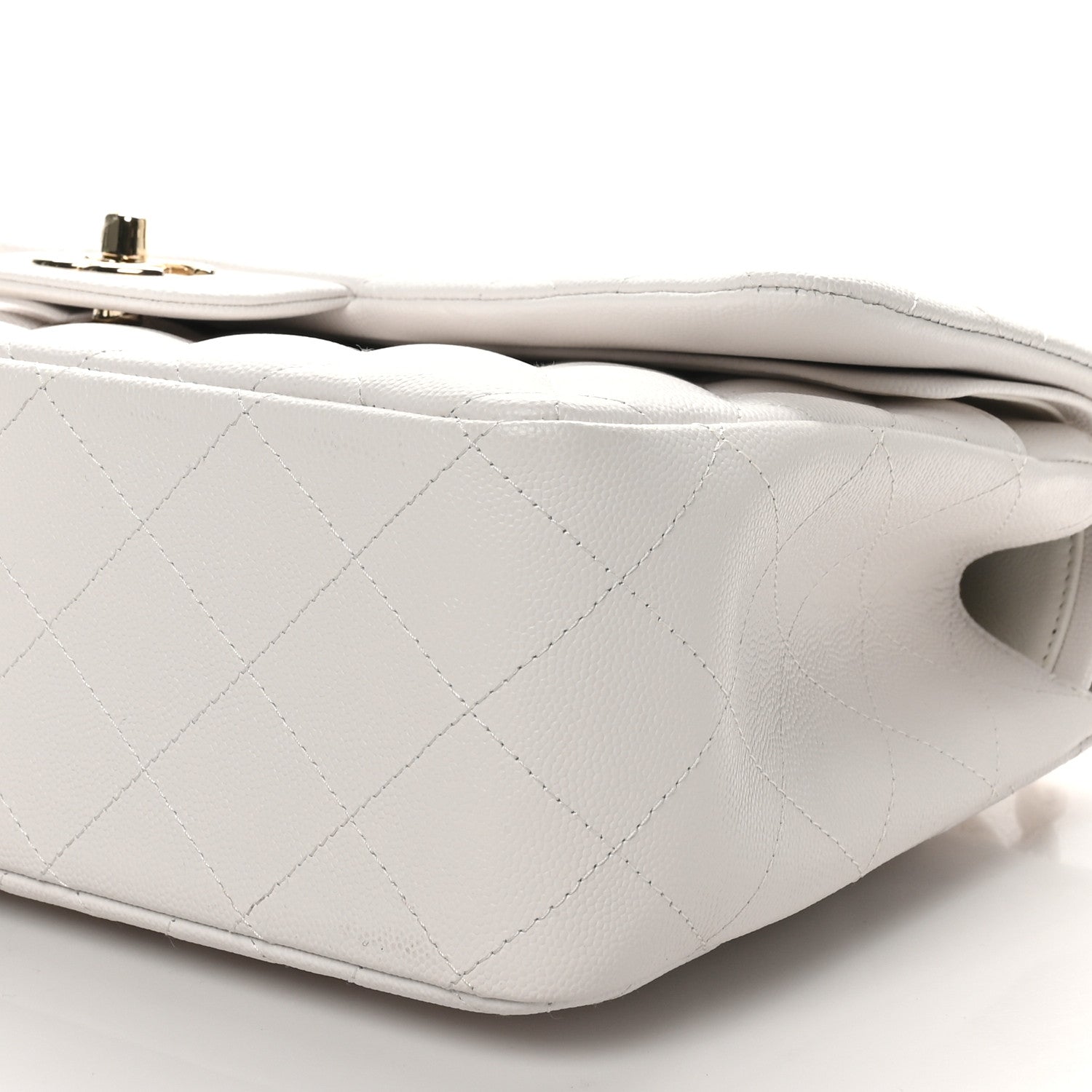 Chanel Caviar Quilted Jumbo Double Flap White 10 of 11
