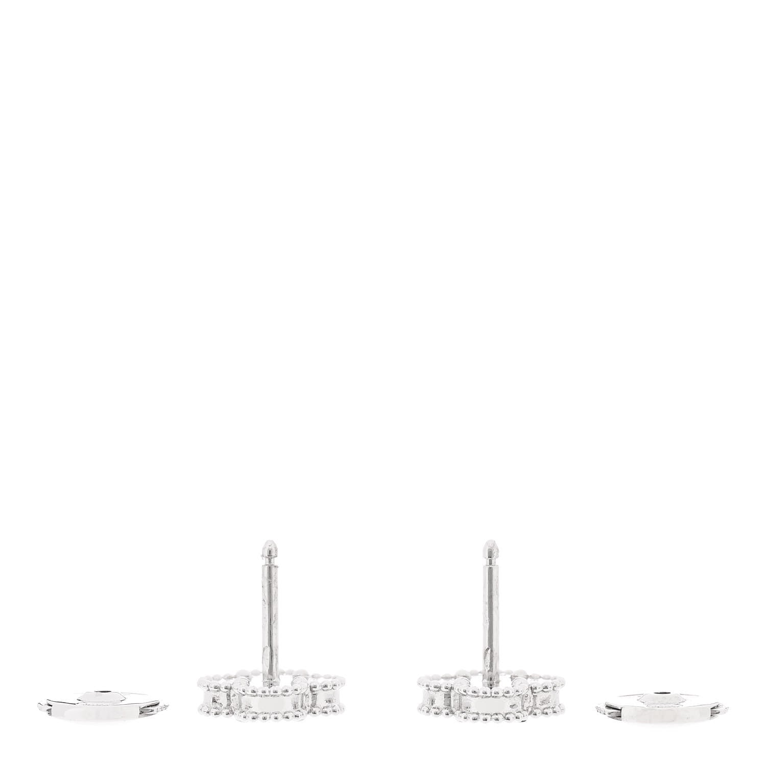 Van Cleef & Arpels 18K White Gold Turquoise Sweet Alhambra Earrings 3 of 5