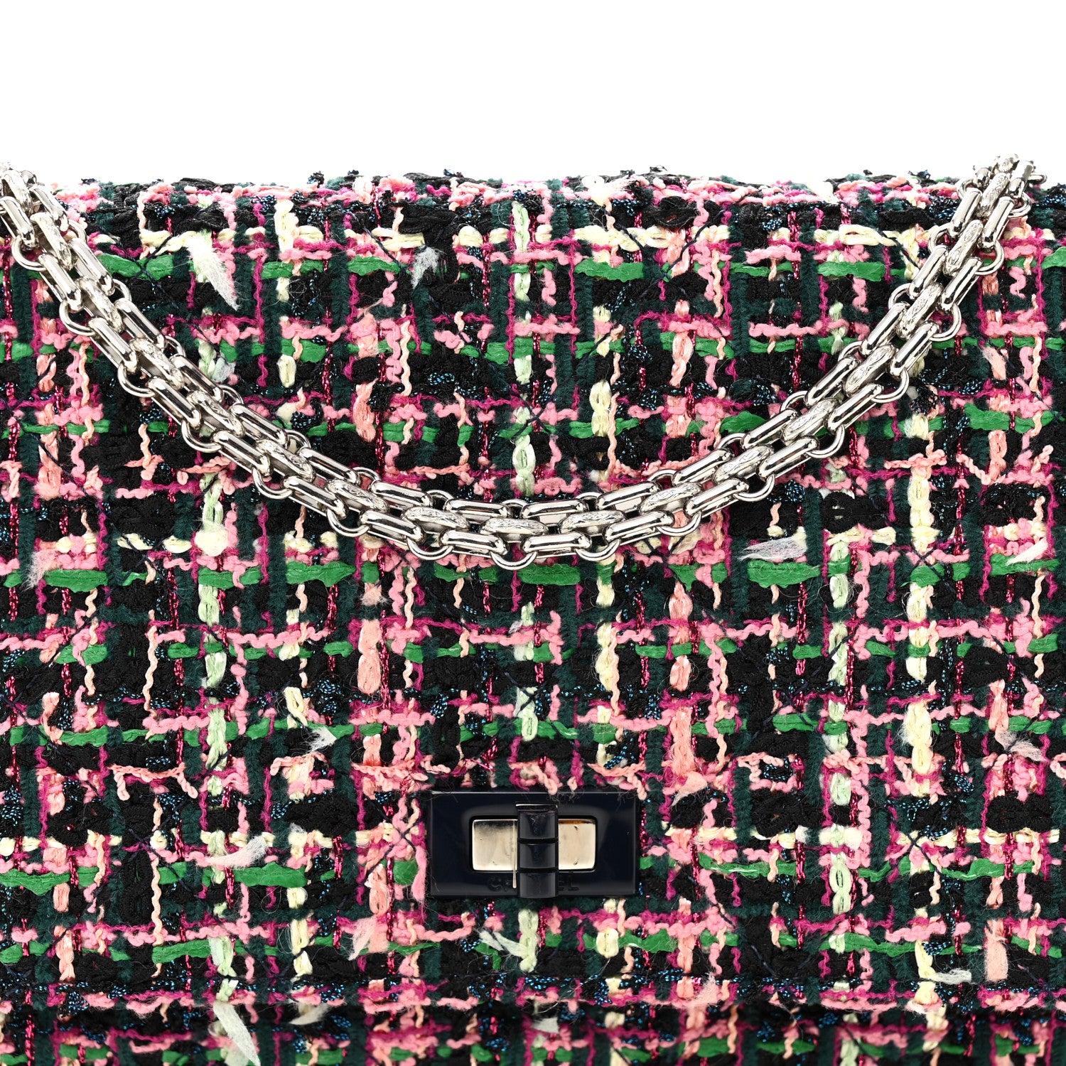 Chanel Tweed Quilted Reissue Wallet On Chain WOC Pink Multicolor 9 of 11