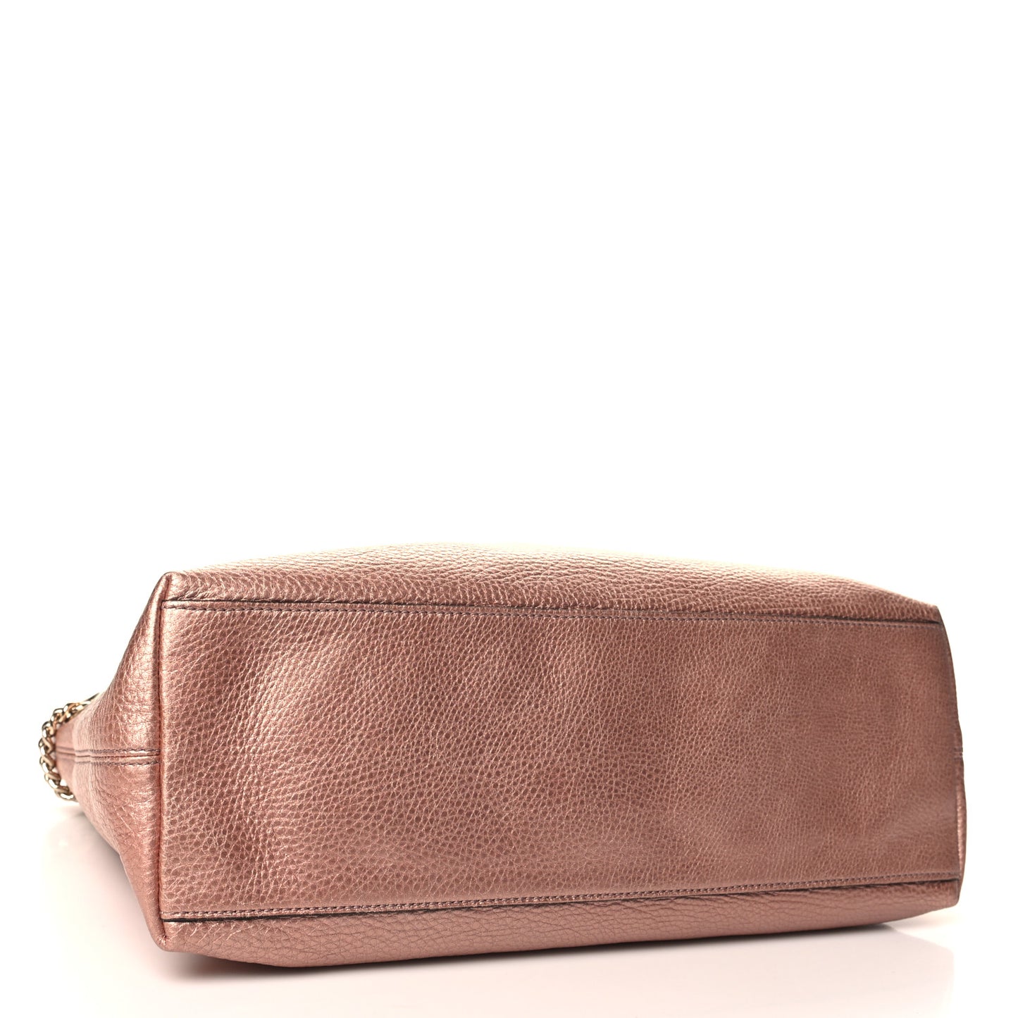 Metallic Pebbled Calfskin Medium Soho Chain Shoulder Bag Pink