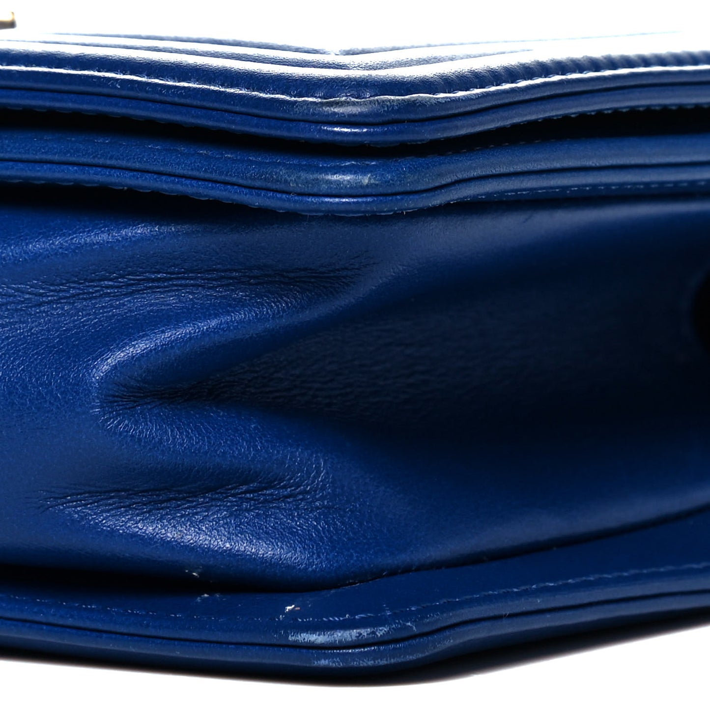 Calfskin Quilted Small Boy Flap Blue