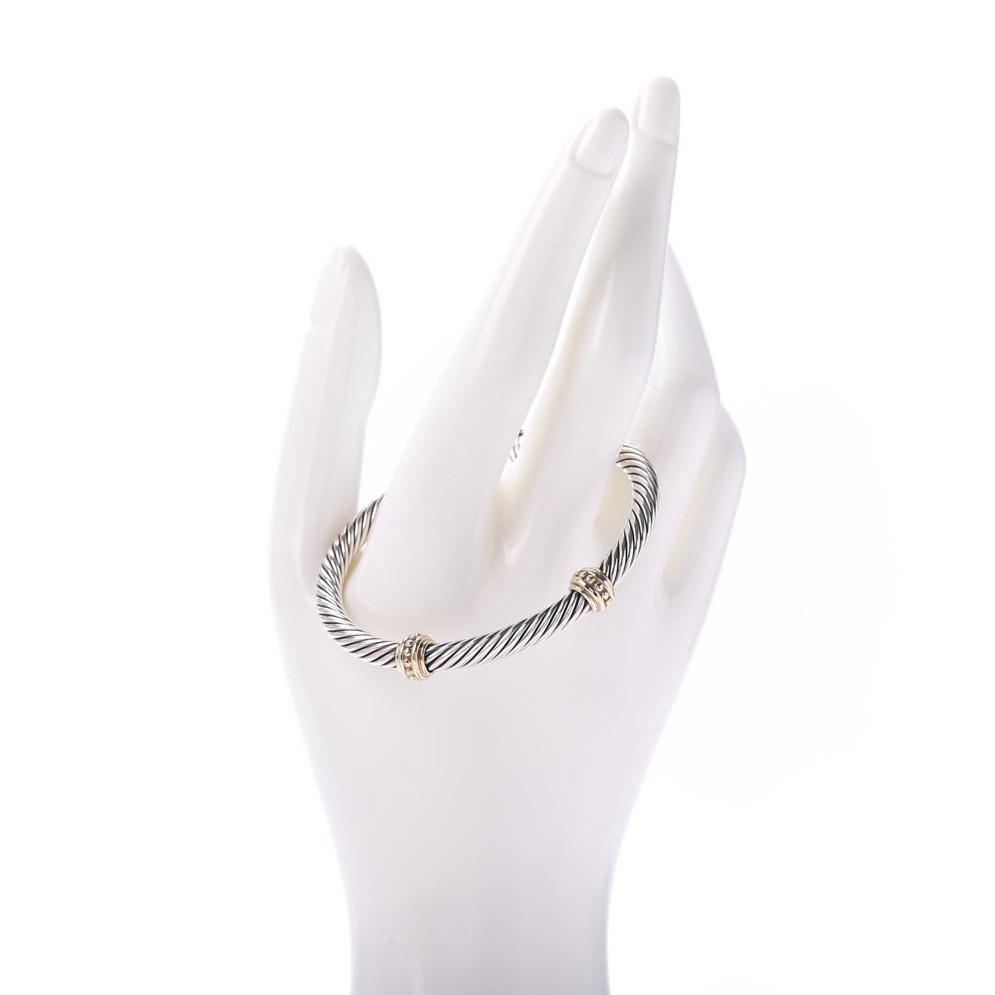Sterling Silver 14K Yellow Gold 5mm Cable Classics Two Station Bracelet