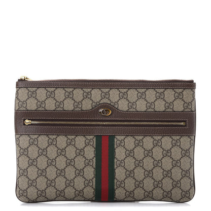 Gucci GG Supreme Monogram Large Ophidia Pouch Clutch Brown 1 of 11