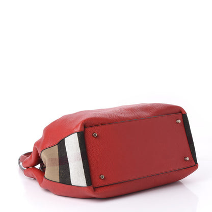 Burberry Brit Calfskin House Check Medium Maidstone Red 3 of 8