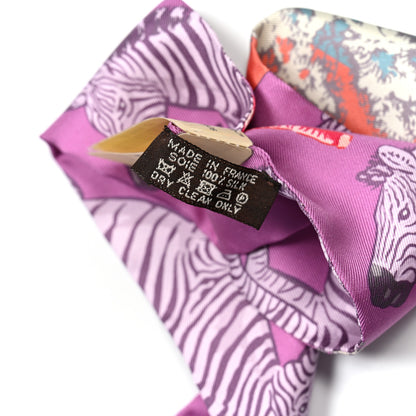 Hermes Silk Les Zebres Twilly Mauve Rose Poudre Parme 4 of 4