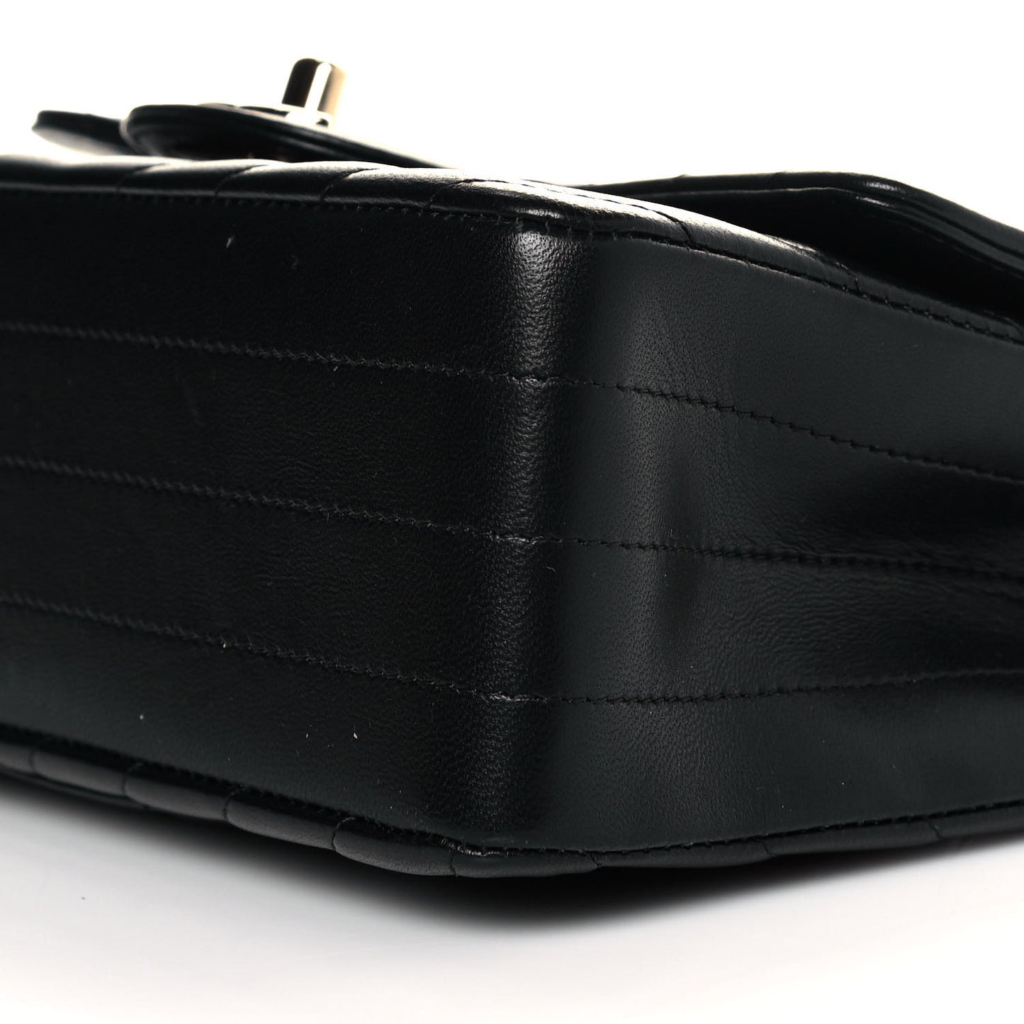Lambskin Chevron Quilted Mini Rectangular Flap Black