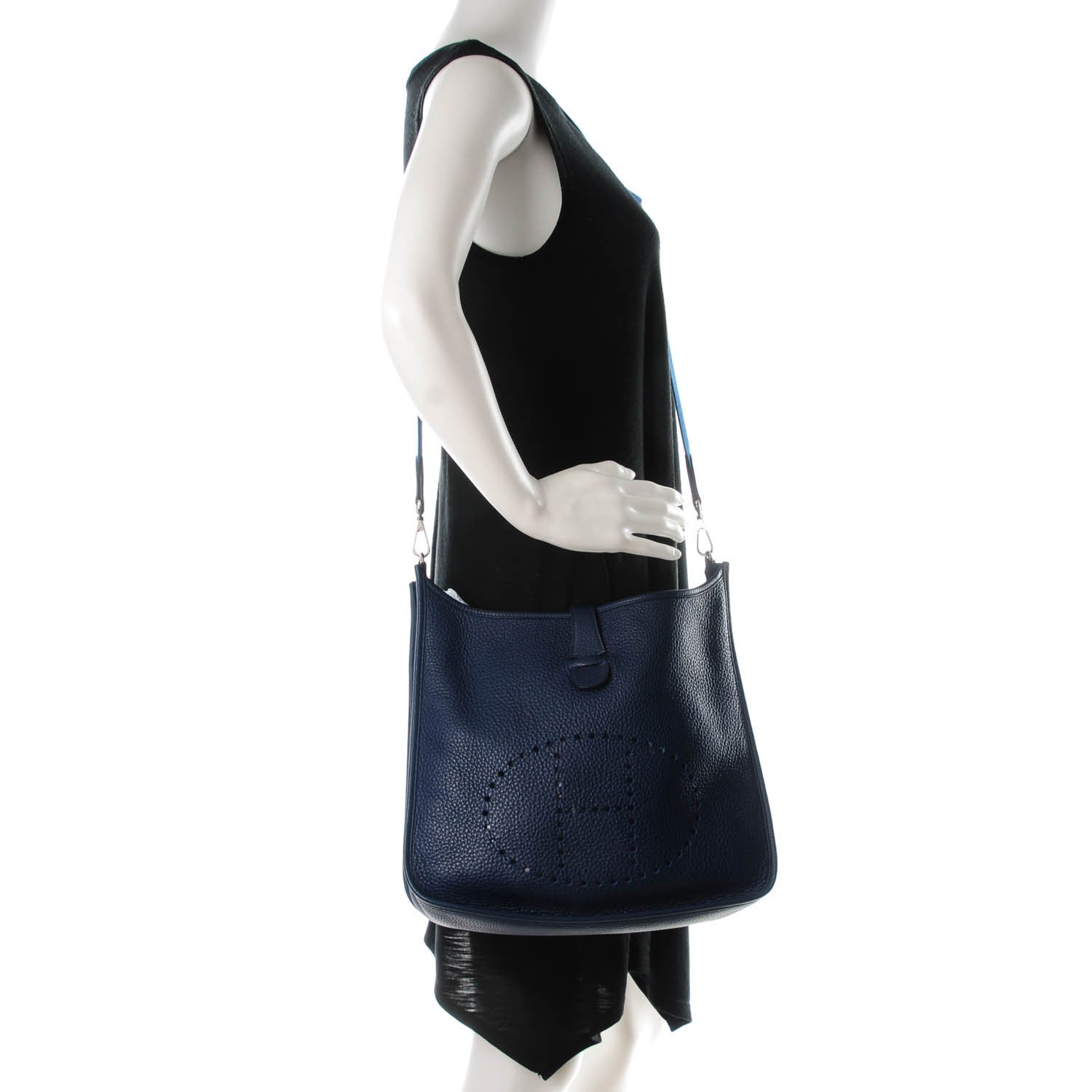 Hermes Taurillon Clemence Evelyne III GM Bleu De Malte 2 of 7