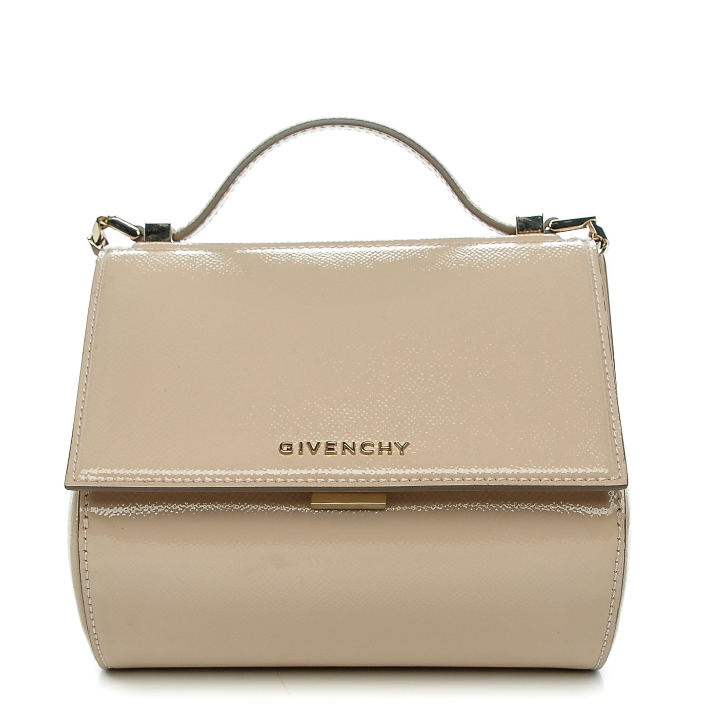 Patent Calfskin Mini Pandora Box Chain Crossbody Bag Nude Pink