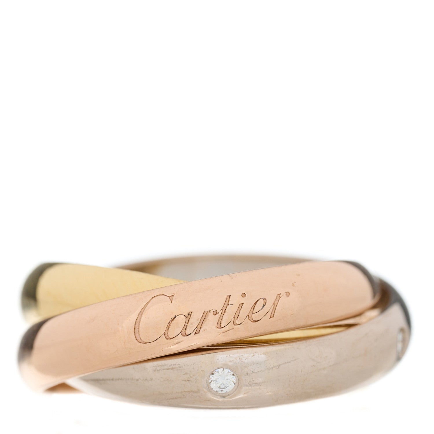 Cartier 18K Pink Yellow White Gold Diamond Trinity Ring 49 5 1 of 5