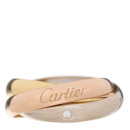 Cartier 18K Pink Yellow White Gold Diamond Trinity Ring 49 5 1 of 5