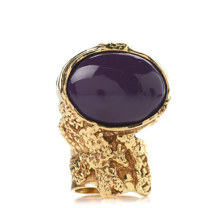 Saint Laurent Glass Cabochon Arty Ovale Ring 7 Plum 1 of 3