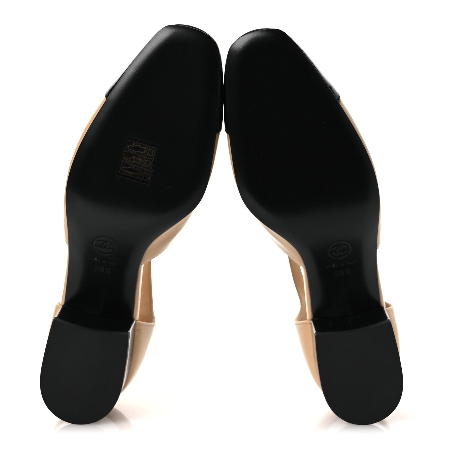Chanel Shiny Lambskin CC Cap Toe Mary Janes Pumps 39.5 Beige Black 7 of 11
