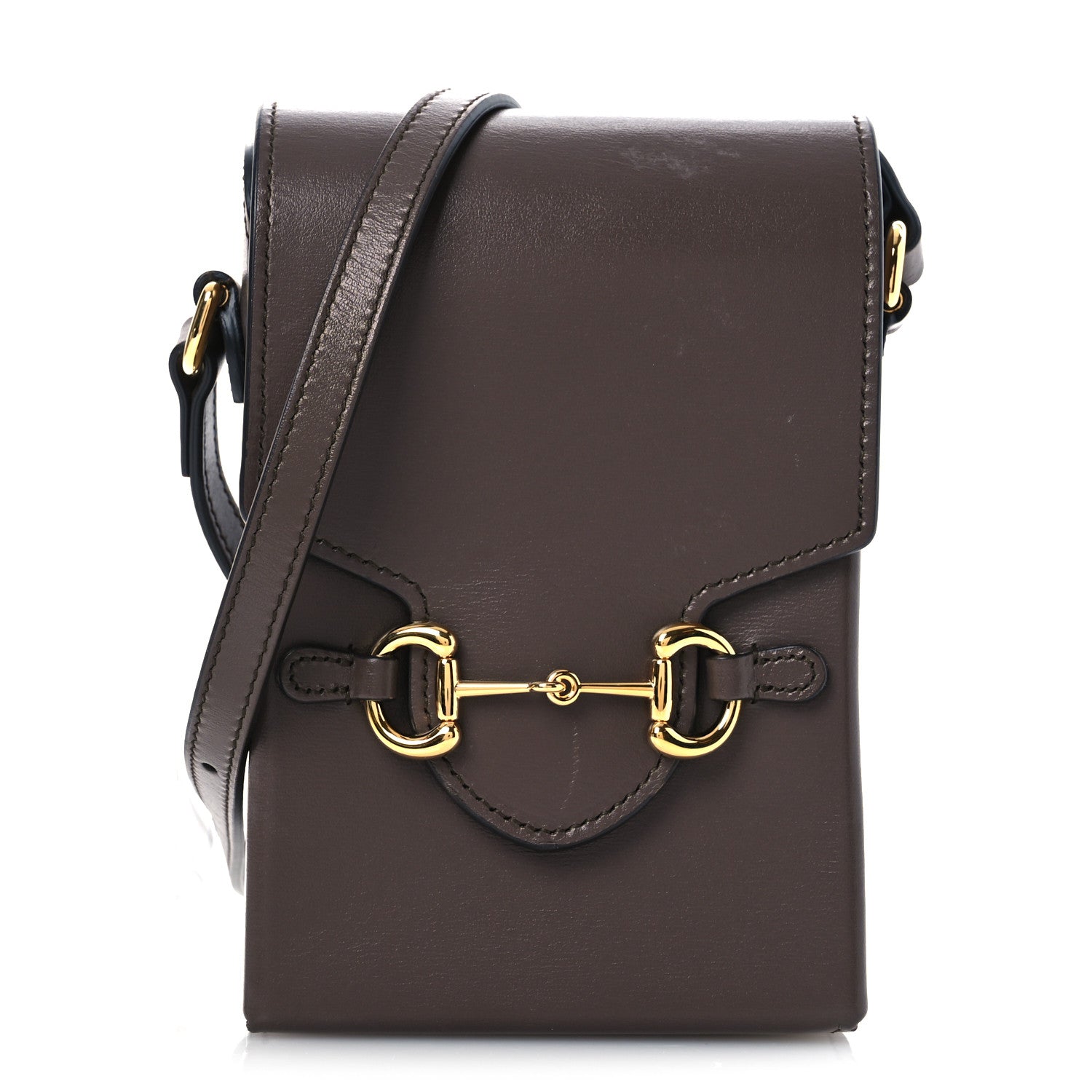 Gucci Boarded Plutone Calfskin Mini Horsebit 1955 Crossbody Bag New Acero 1 of 15