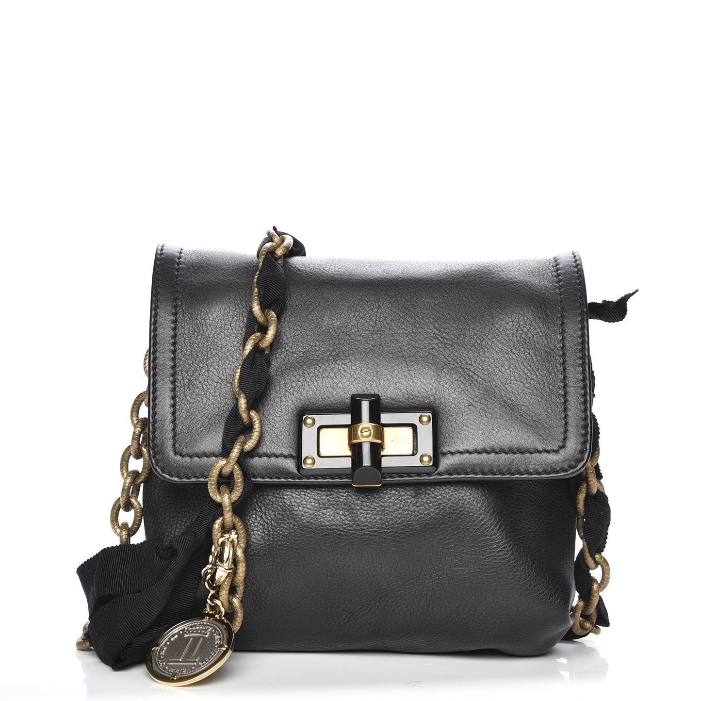 Lambskin Happy Mini Pop Crossbody Bag Black