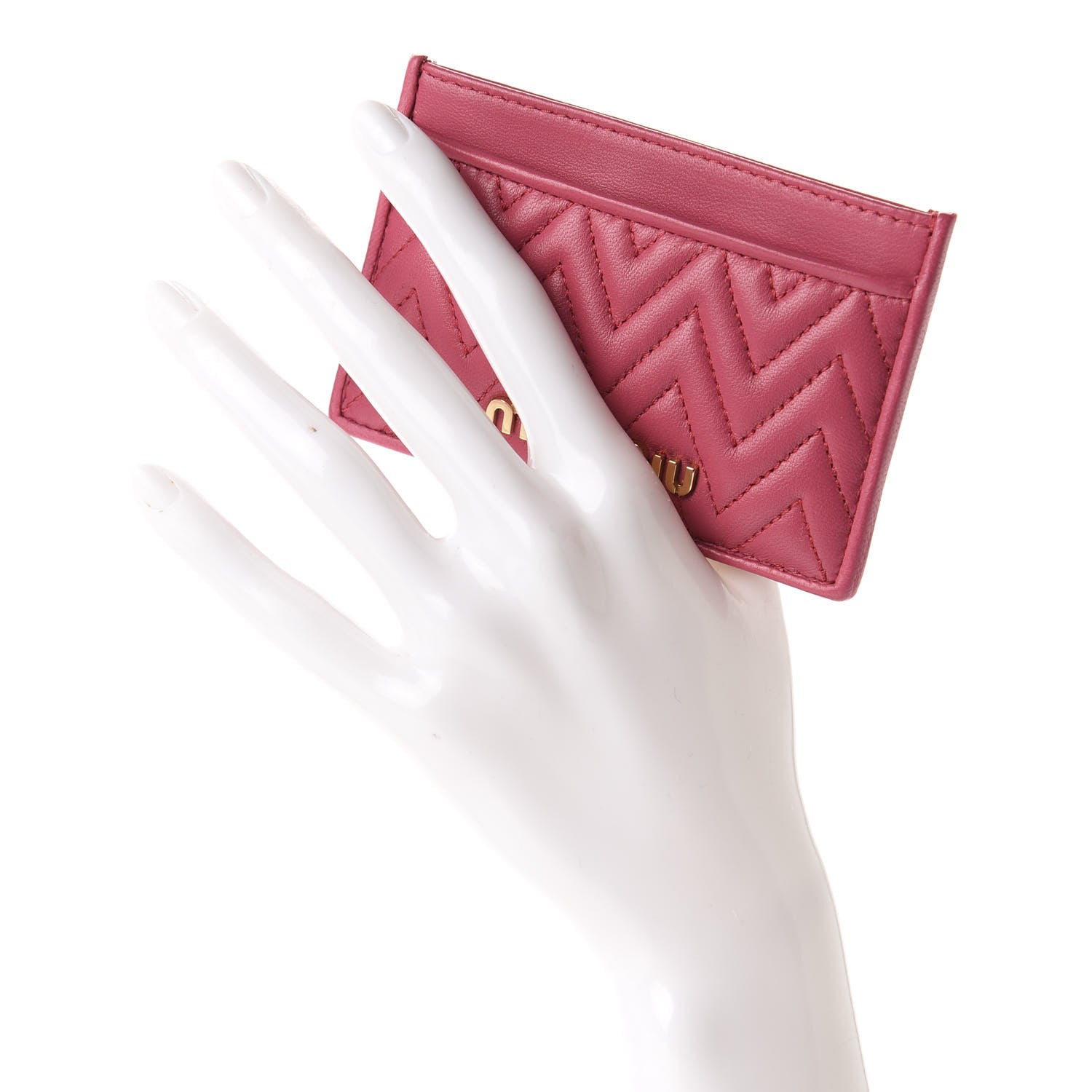 Miu Miu Nappa Matelasse Card Case Peonia 2 of 7
