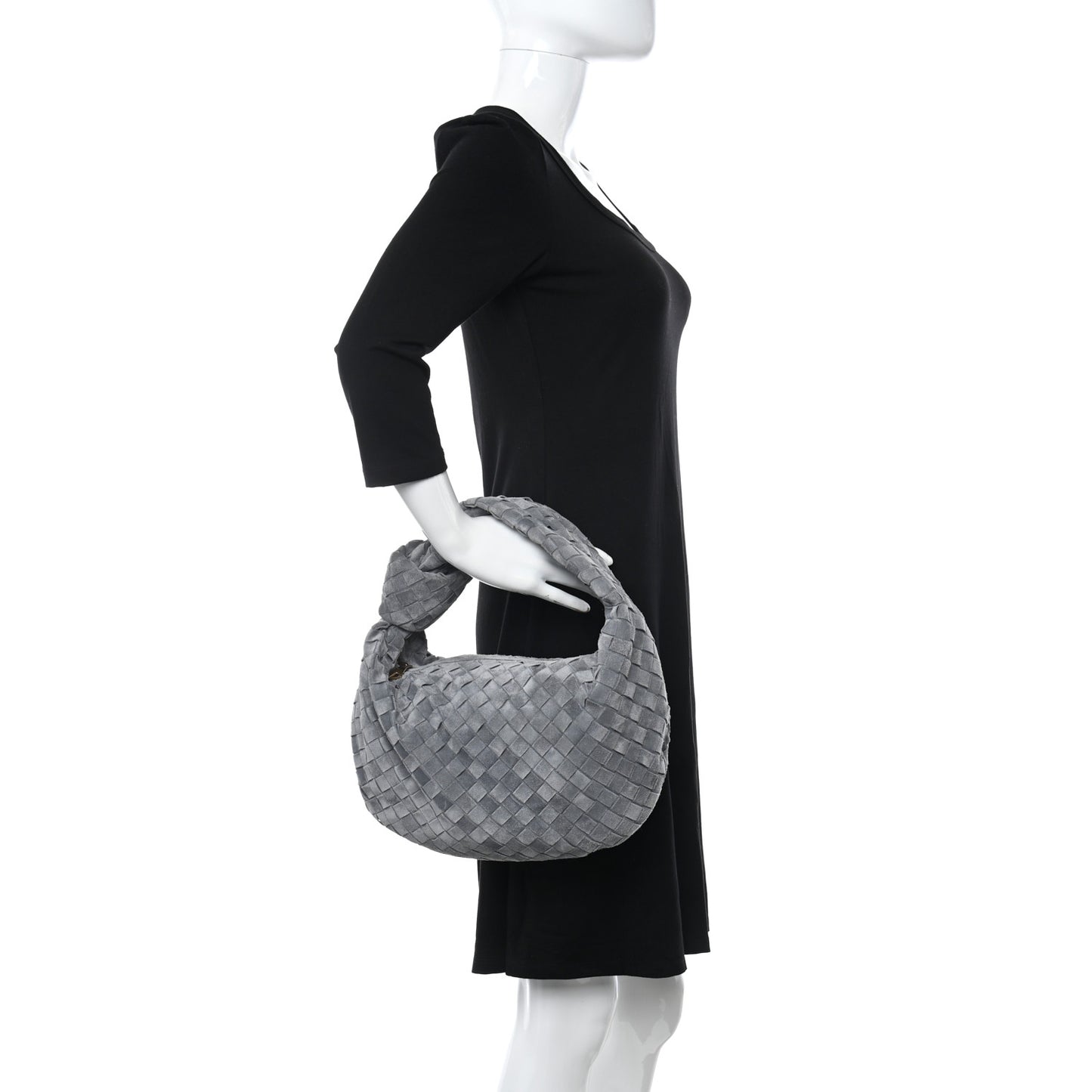 Suede Calfskin Intrecciato Teen Jodie Hobo Thunder