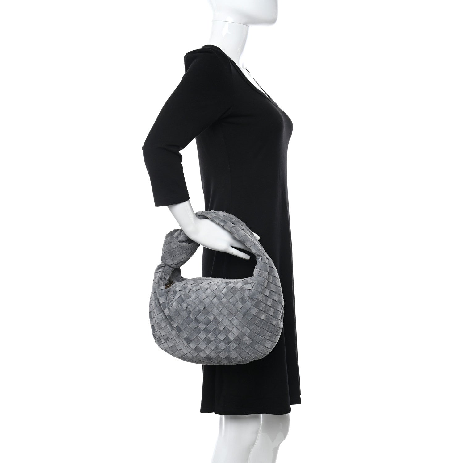 Bottega Veneta Suede Calfskin Intrecciato Teen Jodie Hobo Thunder 2 of 11