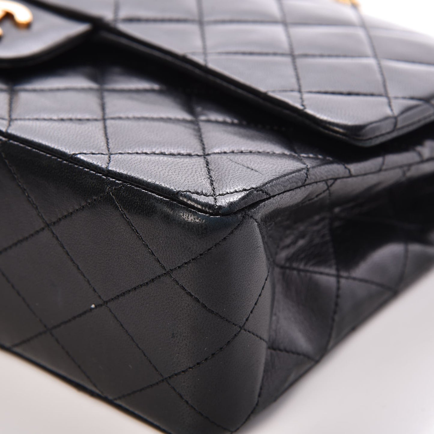 Lambskin Quilted Medium Double Flap Black
