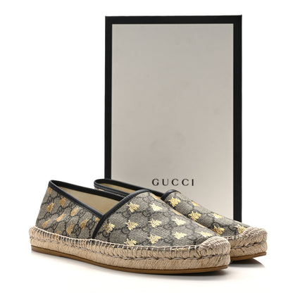 Gucci GG Supreme Monogram Bees Espadrille Flats 40 Beige Ebony Oro Black 8 of 8