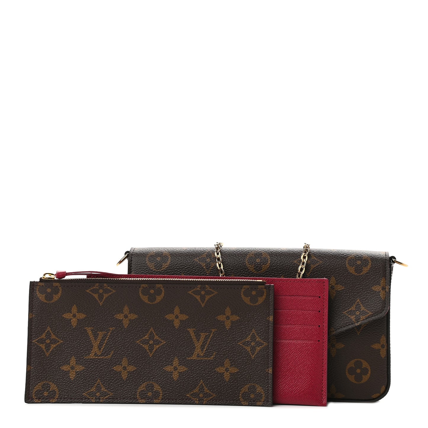 Monogram Pochette Felicie Chain Wallet Fuchsia