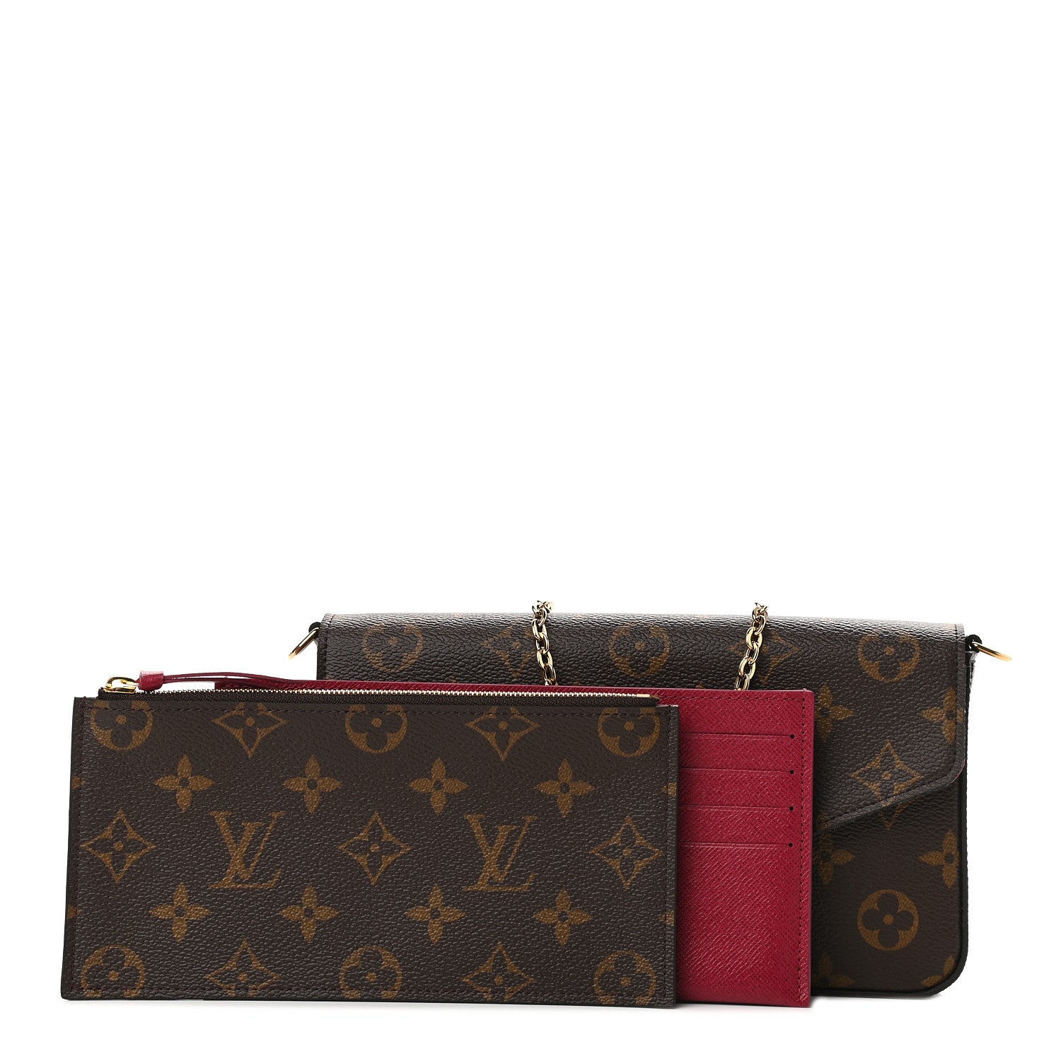 Louis Vuitton Monogram Pochette Felicie Chain Wallet Fuchsia 1 of 9