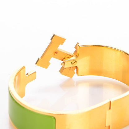 Hermes Enamel Wide Clic Clac H Bracelet GM Vert Praire 4 of 6