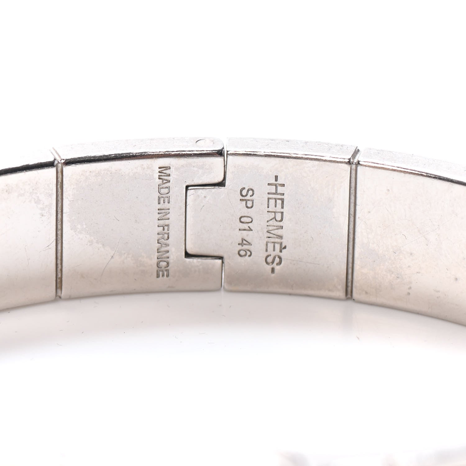 Hermes Enamel Charniere Uni Narrow Hinged Bracelet S White 3 of 3