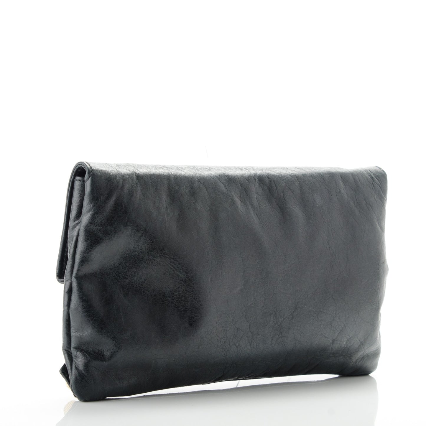 Agneau Giant 21 Gold Hardware Envelope Clutch Black