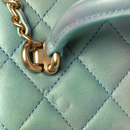 Chanel Lambskin Quilted Ombre Small Top Handle Vanity Case With Chain Blue Green 15 of 17