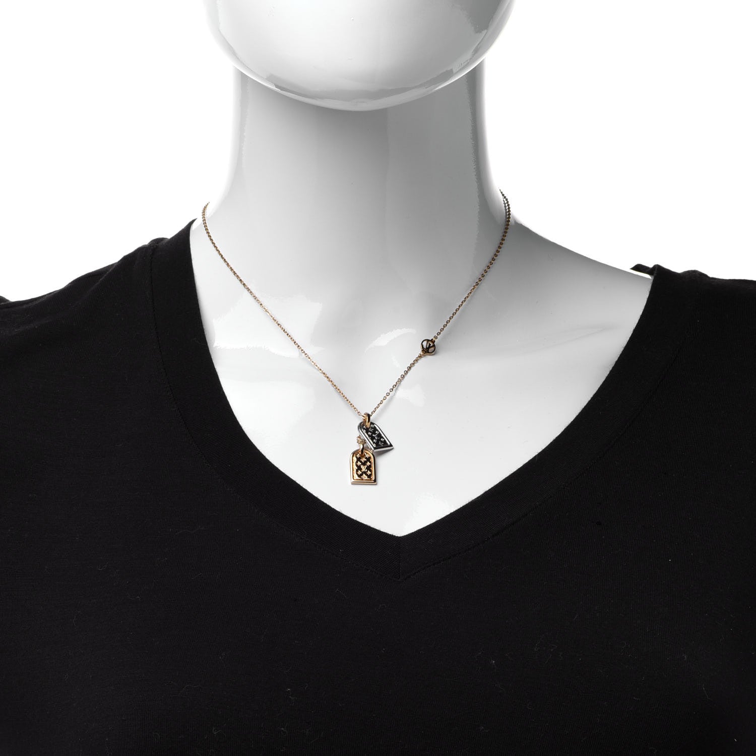 Louis Vuitton Nanogram Name Tag Necklace Gold 1 of 6