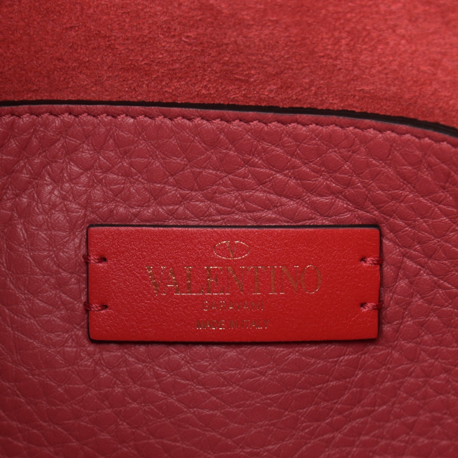 Valentino Garavani Grained Calfskin Rockstud Bucket Bag Red 6 of 9