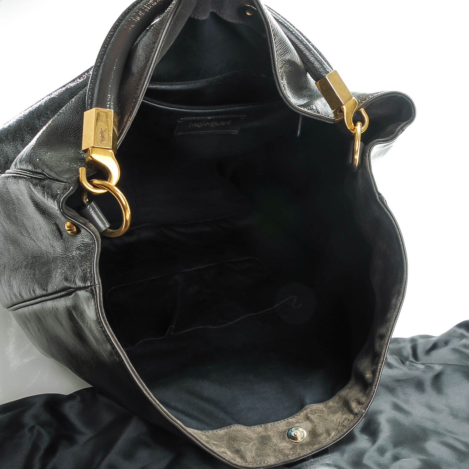 Saint Laurent Textured Patent Large Roady Hobo Grey 5 of 7