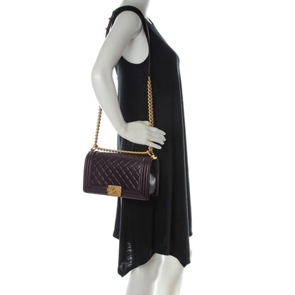 Chanel Lambskin Quilted Medium Boy Flap Dark Purple 2 of 8