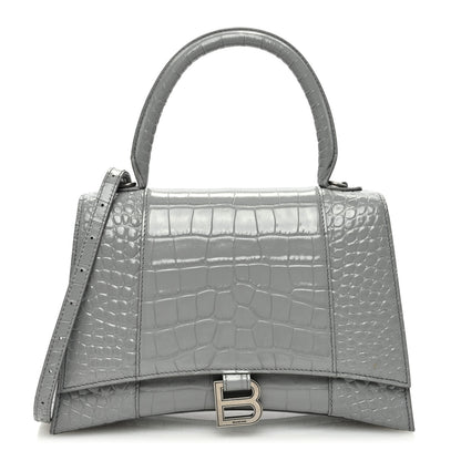 Balenciaga Shiny Calfskin Crocodile Embossed Medium Hourglass Top Handle Bag Balenciaga Grey 1 of 9