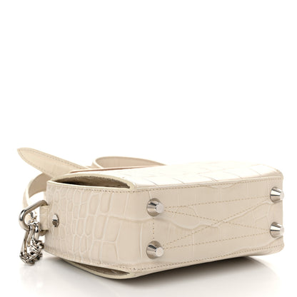Alexander McQueen Calfskin Crocodile Embossed Box Shoulder Bag 16 White Bone 4 of 12