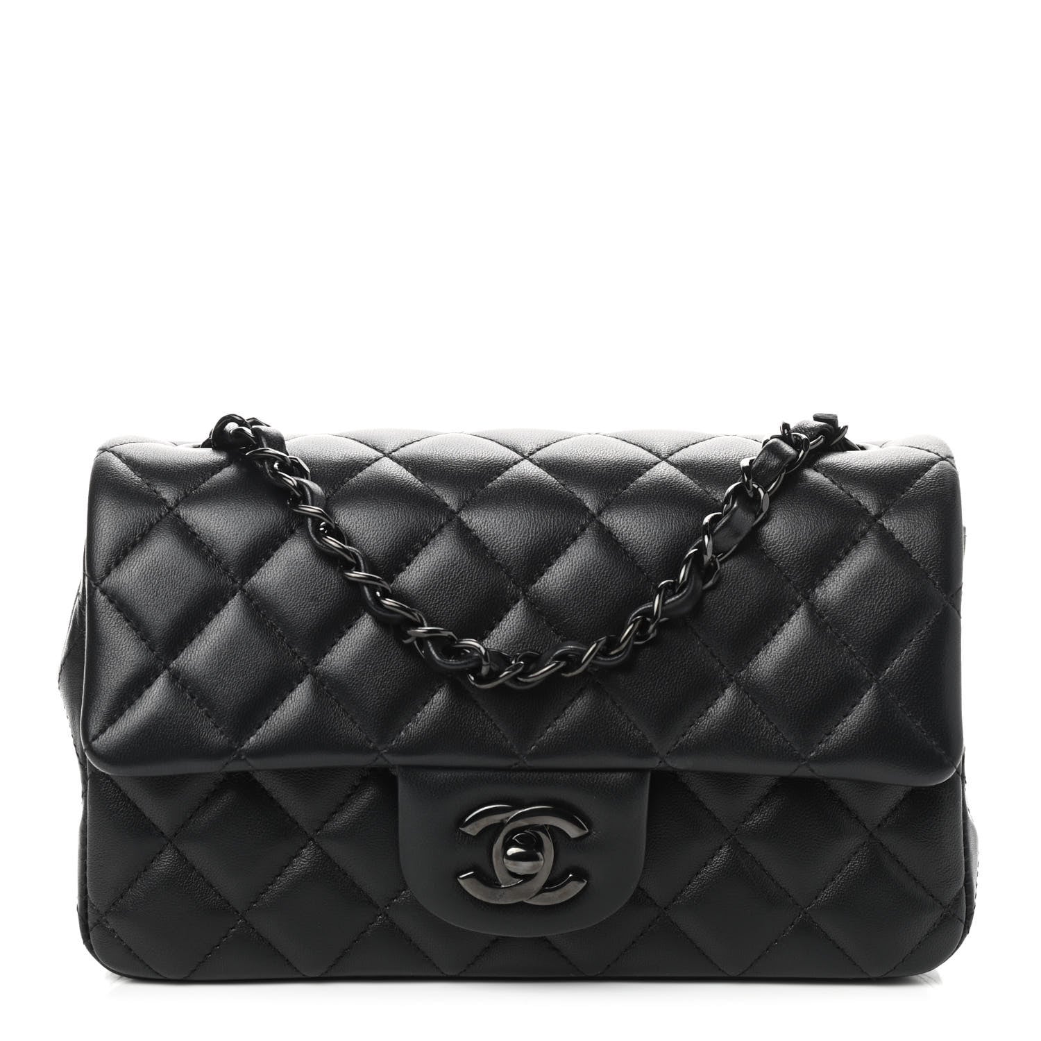 Chanel Lambskin Quilted Mini Rectangular Flap So Black 1 of 9