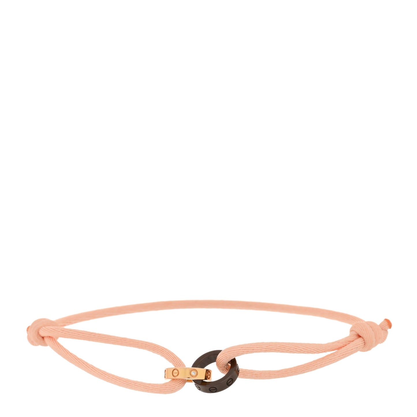 18K Pink Gold Ceramic 4 Diamond LOVE Cord Bracelet Peach