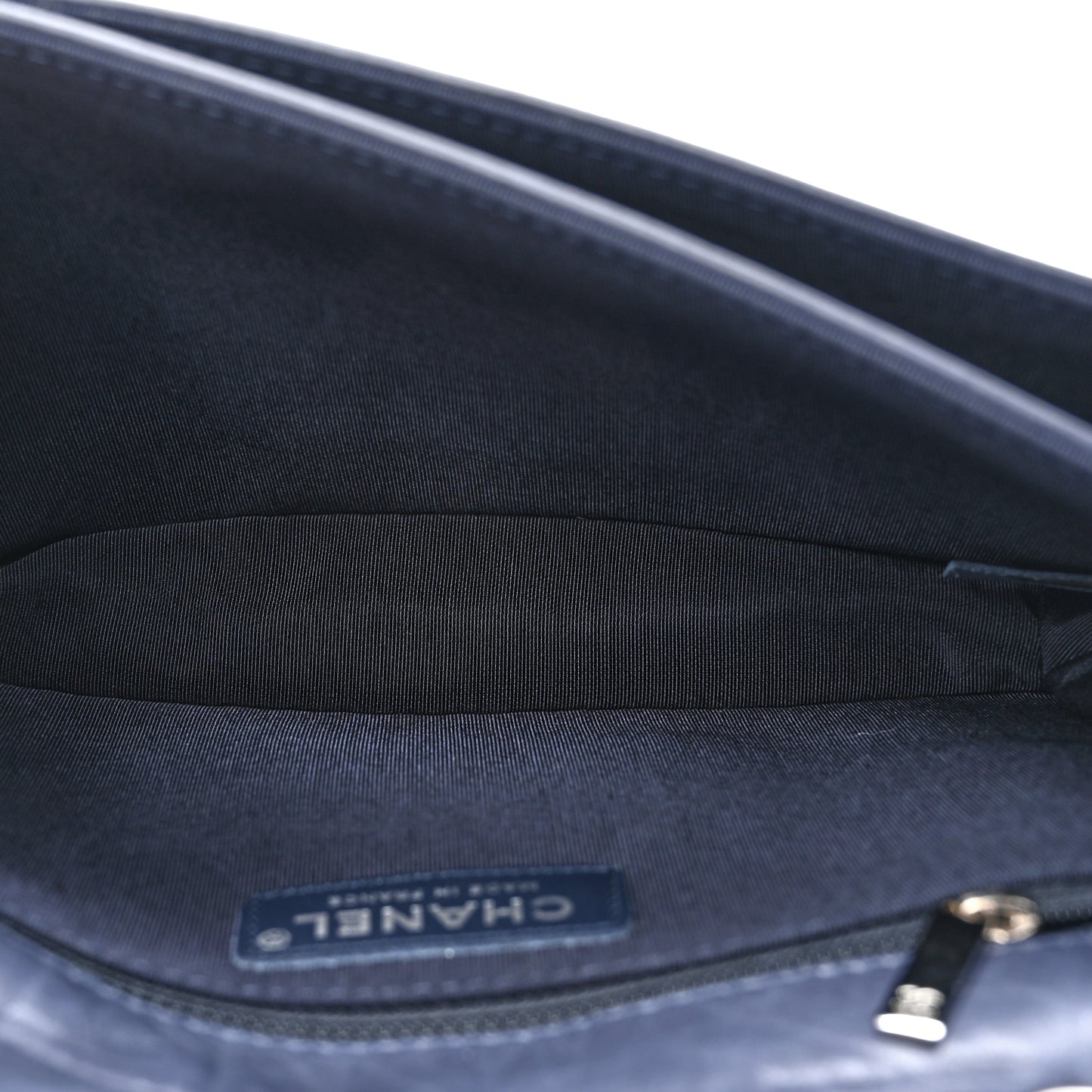 Aged Calfskin Square Quilted Mademoiselle Crochet Flap Navy
