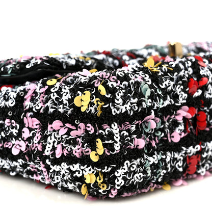 Chanel Tweed Sequin Small Single Flap Black Red Multicolor 10 of 11