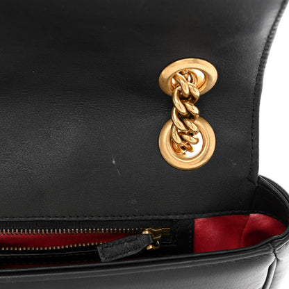 Gucci Calfskin Matelasse Medium GG Marmont Shoulder Bag Black White 9 of 15