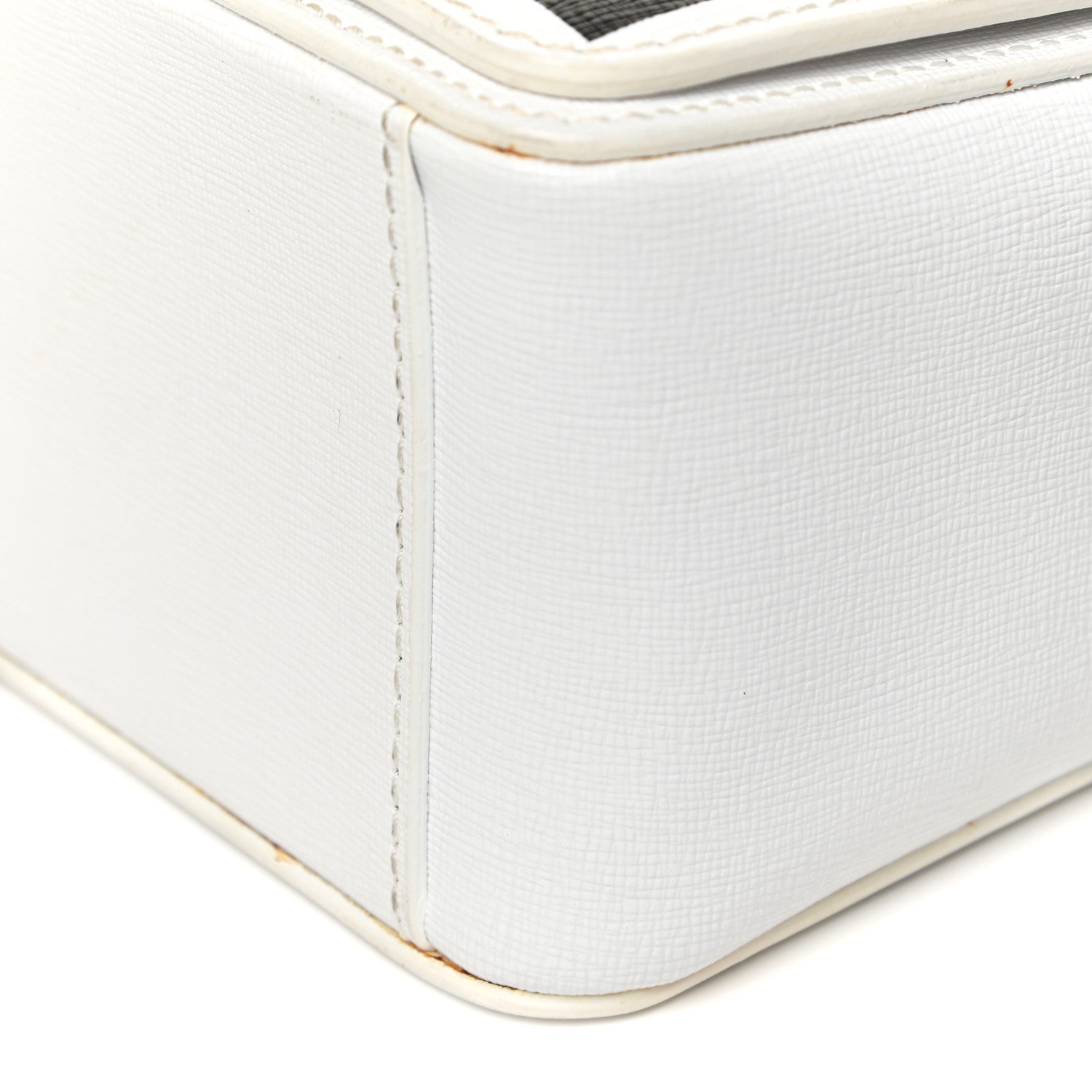 Off-White Saffiano Striped Diag Binder Flap Bag White Black 10 of 25