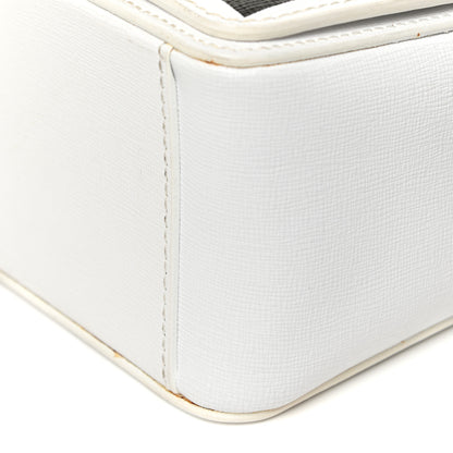 Off-White Saffiano Striped Diag Binder Flap Bag White Black 10 of 25