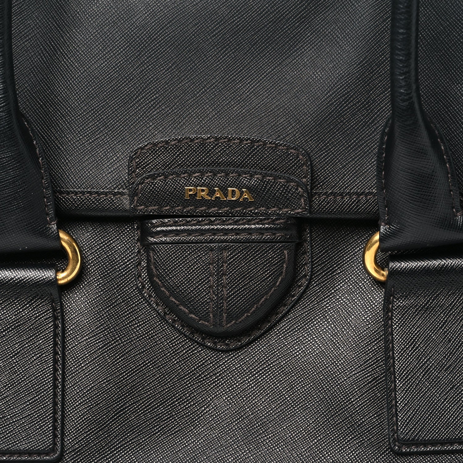 Prada Saffiano Top Handle Satchel Black 7 of 9