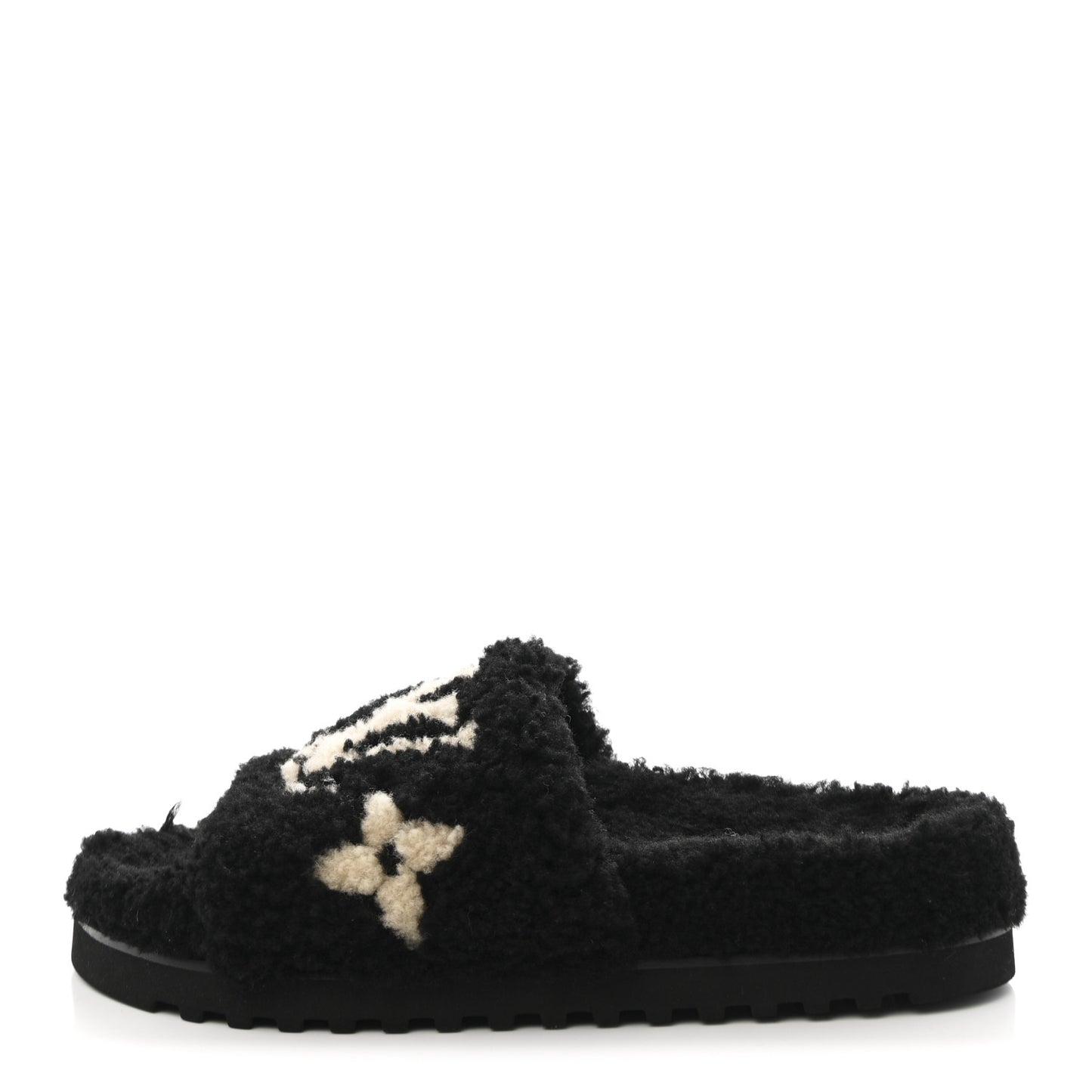 Shearling Monogram Giant Paseo Flat Comfort Mule 39 Black