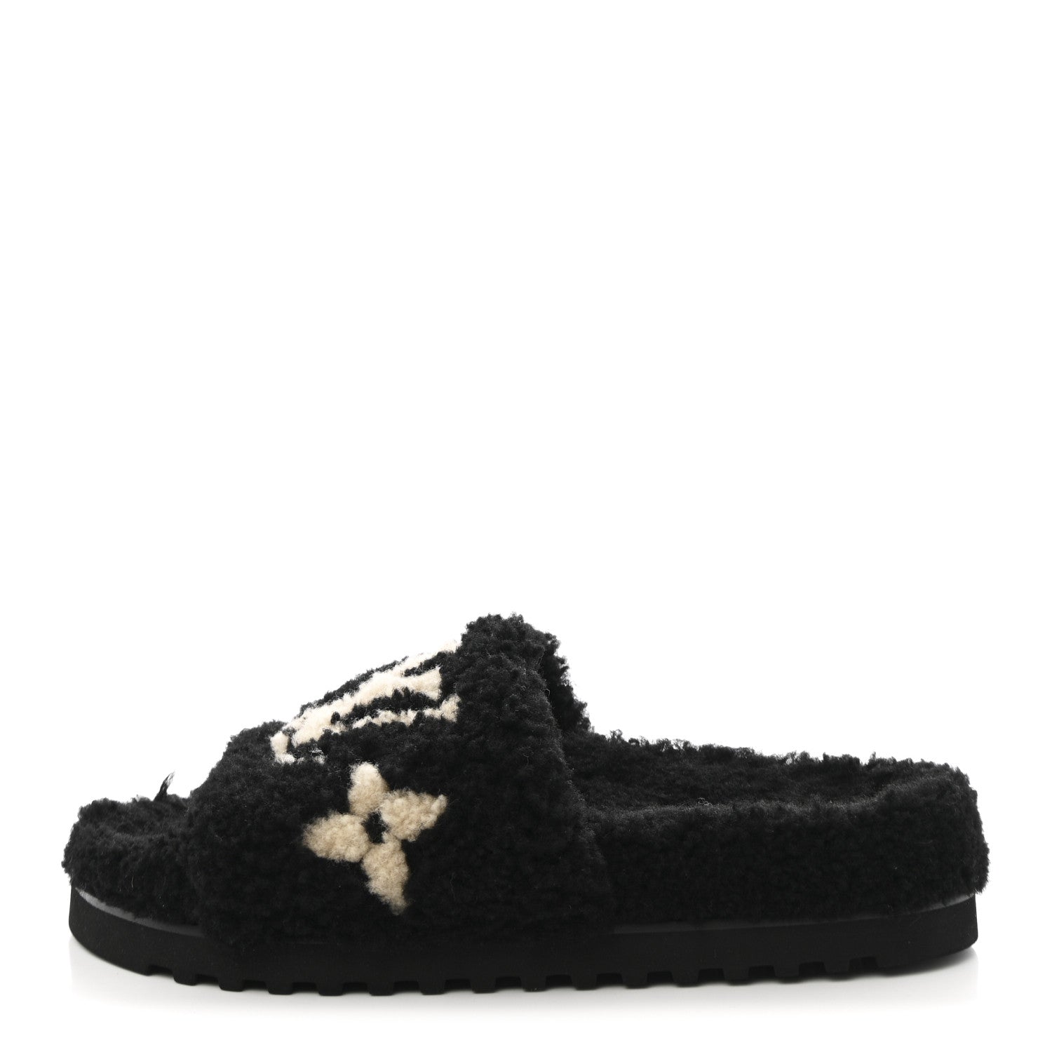Louis Vuitton Shearling Monogram Giant Paseo Flat Comfort Mule 39 Black 1 of 9