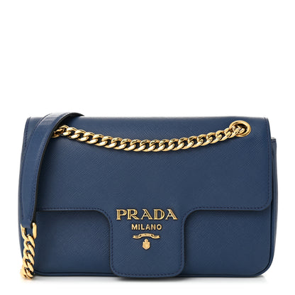 Prada Saffiano Flap Shoulder Bag Bluette 1 of 10